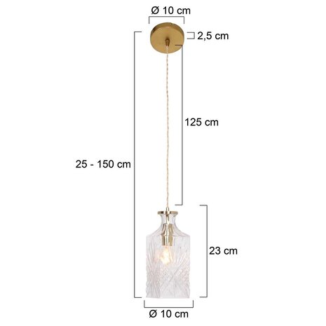 Mexlite Hängeleuchte Grazio Glas Ø 10 cm matt gold