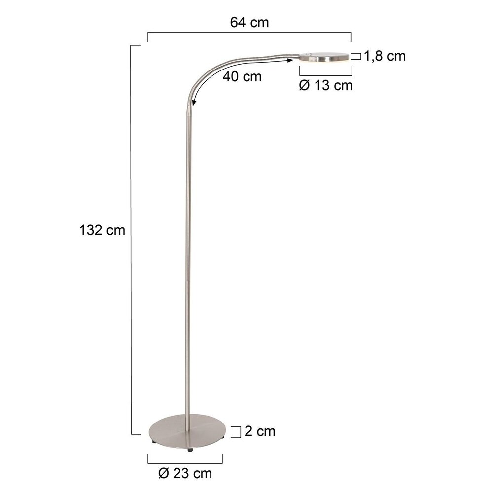 Mexlite Stehleuchte Platu H 132 cm Chrom matt Mexlite Stehleuchte Platu H 132 cm Chrom matt
