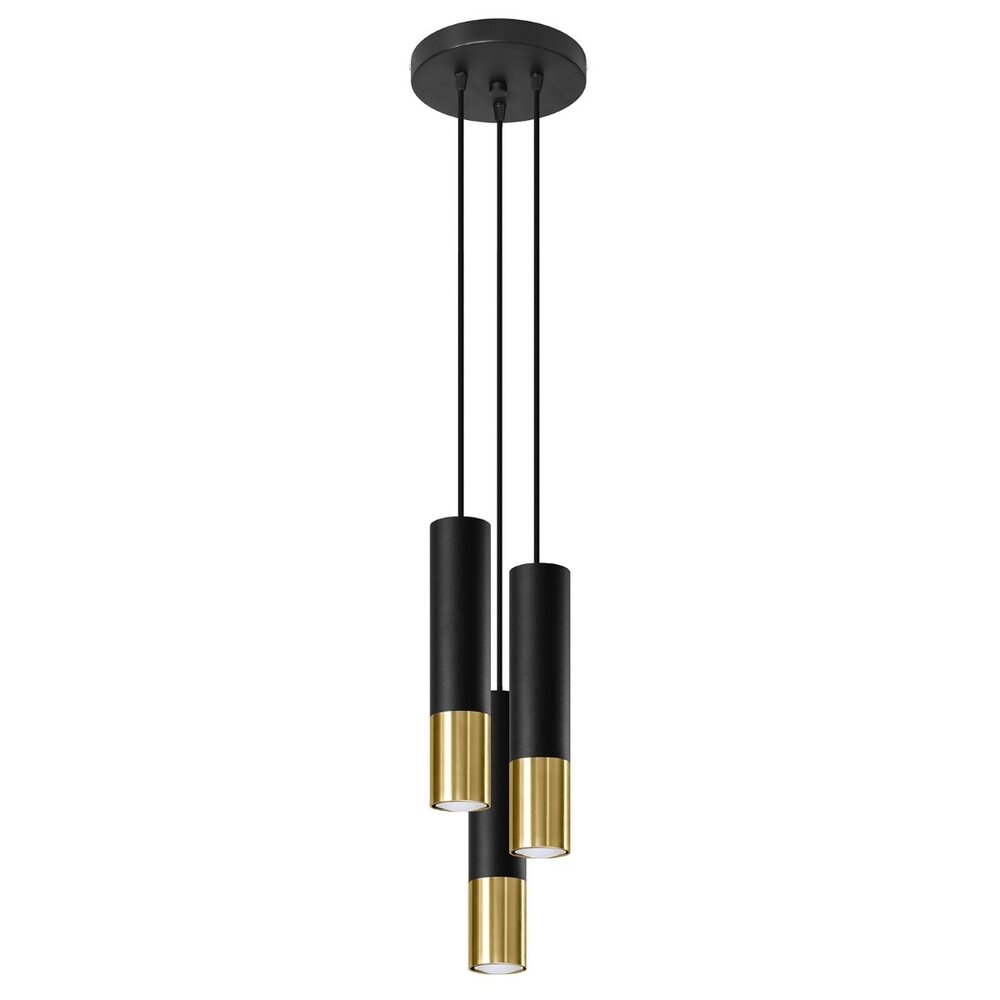 Sollux Hängeleuchte Loopez 3 Licht Ø 20 cm Schwarz Gold Sollux Hängeleuchte Loopez 3 Licht Ø 20 cm Schwarz Gold