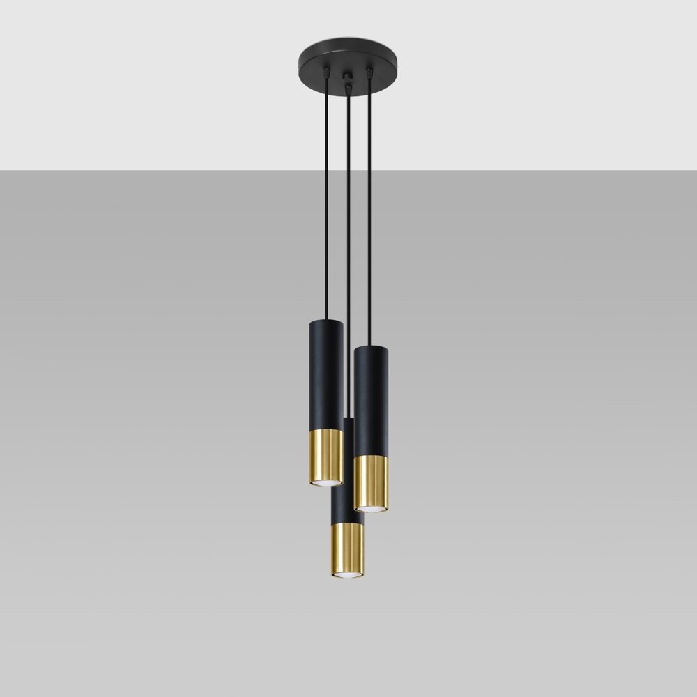Sollux Hängeleuchte Loopez 3 Licht Ø 20 cm Schwarz Gold Sollux Hängeleuchte Loopez 3 Licht Ø 20 cm Schwarz Gold