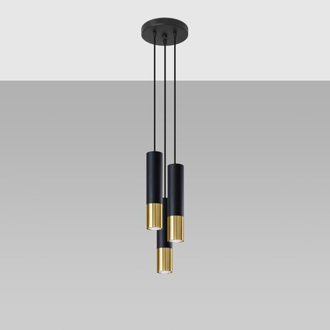 Sollux Hängeleuchte Loopez 3 Licht Ø 20 cm Schwarz Gold Sollux Hängeleuchte Loopez 3 Licht Ø 20 cm Schwarz Gold