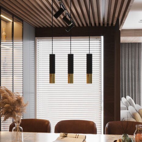 Sollux Hängeleuchte Loopez 3 Licht Ø 20 cm Schwarz Gold Sollux Hängeleuchte Loopez 3 Licht Ø 20 cm Schwarz Gold