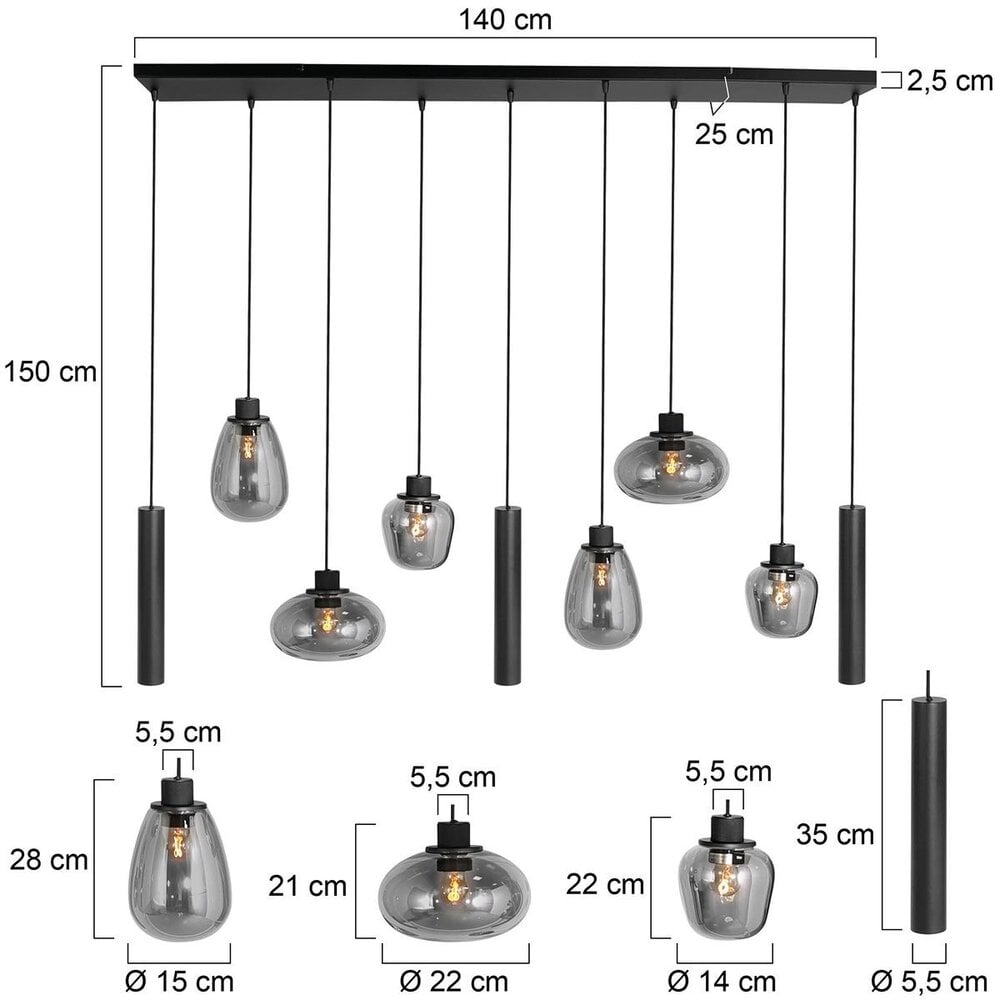 Steinhauer Hängeleuchte reflexion L 140 cm B 25 cm 9 Lichter 3796 schwarz Steinhauer Hängeleuchte reflexion L 140 cm B 25 cm 9 Lichter 3796 schwarz