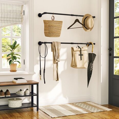 Ylumen Kleiderständer 2x Stange Mitchell L 75 cm schwarz