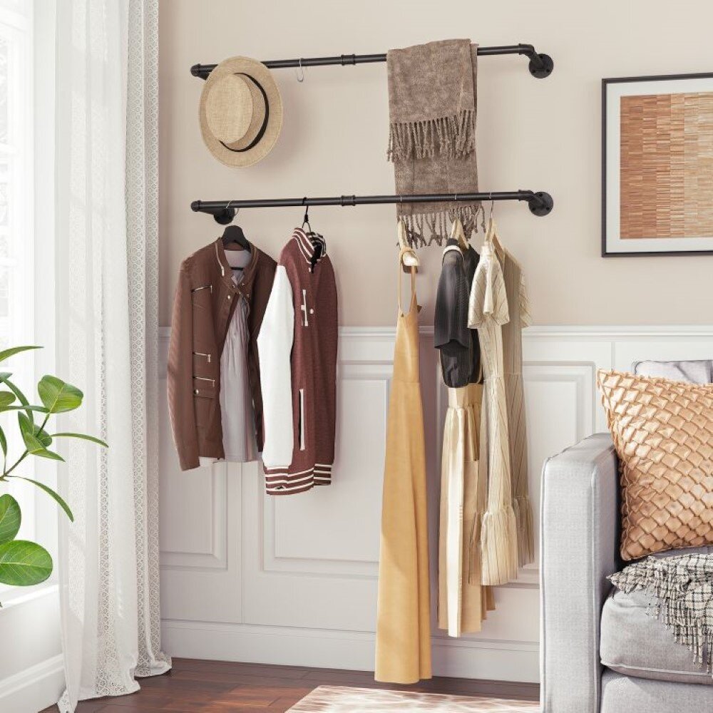 Ylumen Kleiderständer 2x Stange Mitchell L 75 cm schwarz