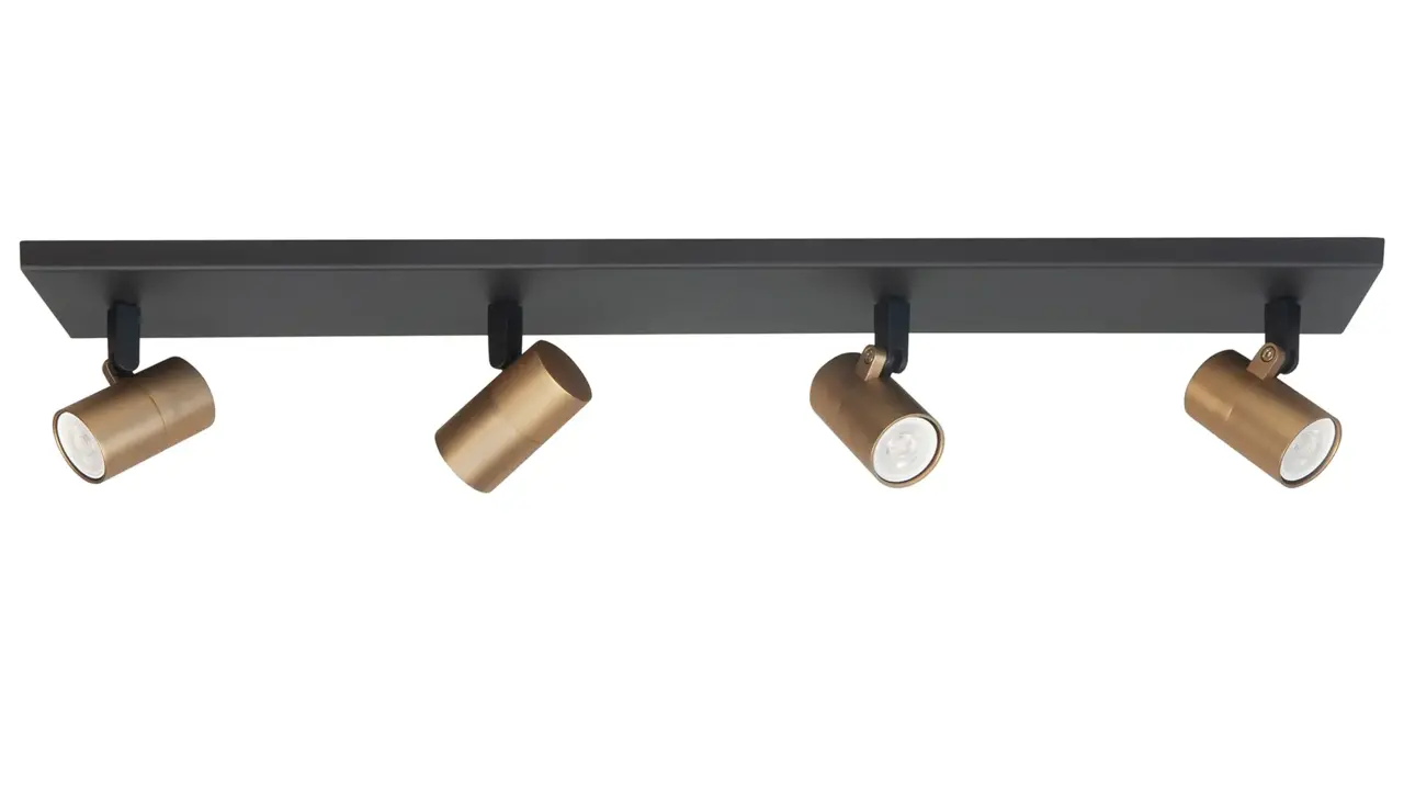 Highlight Spot Picollo 4-flammig L 65 cm inkl mini GU10 schwarz gold