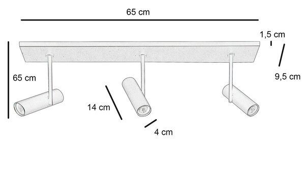 Highlight Spot Trend 3-Licht L 65 cm inkl mini GU10 schwarz Highlight Spot Trend 3-Licht L 65 cm inkl mini GU10 schwarz