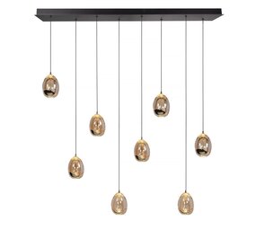 Highlight Hängeleuchte Golden Egg 8 Lichter L 115 x B 18 cm bernstein-schwarz
