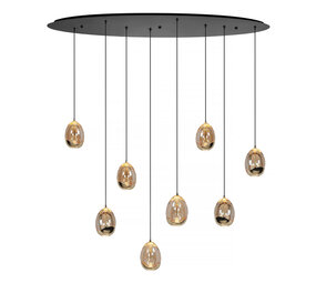 Highlight Hängeleuchte Golden Egg oval 8-flammig L 100 cm bernstein-schwarz Highlight Hängeleuchte Golden Egg oval 8-flammig L 100 cm bernstein-schwarz