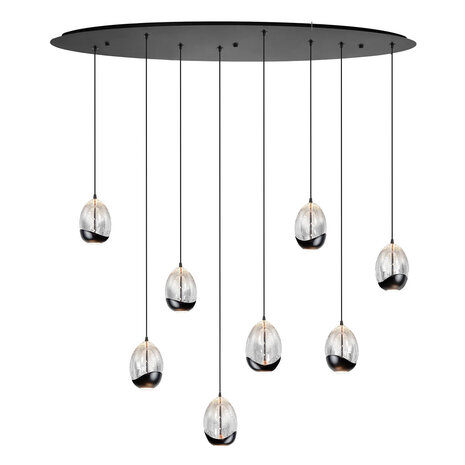 Highlight Hängeleuchte Clear Egg oval 8 Licht L 100 cm klar-schwarz Highlight Hängeleuchte Clear Egg oval 8 Licht L 100 cm klar-schwarz