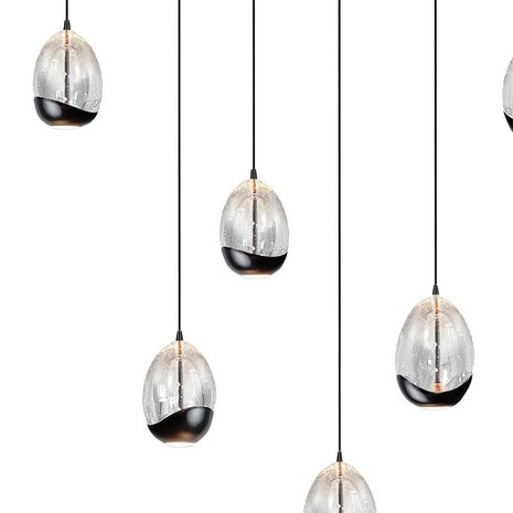 Highlight Hängeleuchte Clear Egg oval 8 Licht L 100 cm klar-schwarz Highlight Hängeleuchte Clear Egg oval 8 Licht L 100 cm klar-schwarz