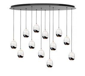 Highlight Hängeleuchte Clear Egg oval 12 Licht L 140 cm klar-schwarz Highlight Hängeleuchte Clear Egg oval 12 Licht L 140 cm klar-schwarz