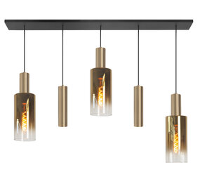 Highlight Hängeleuchte Perugia 3+2 Lichter L 120 cm schwarz gold Highlight Hängeleuchte Perugia 3+2 Lichter L 120 cm schwarz gold