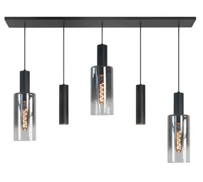 Highlight Hängeleuchte Perugia 3+2 Licht L 120 cm schwarzer Rauch Highlight Hängeleuchte Perugia 3+2 Licht L 120 cm schwarzer Rauch