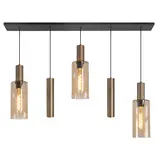 Highlight Hängeleuchte Perugia 3+2 Lichter L 120 cm schwarz bernstein