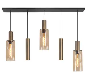Highlight Hängeleuchte Perugia 3+2 Lichter L 120 cm schwarz bernstein Highlight Hängeleuchte Perugia 3+2 Lichter L 120 cm schwarz bernstein