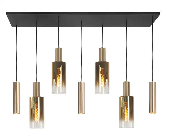 Highlight Hängeleuchte Perugia 4+3 Lichter L 130 cm schwarz gold Highlight Hängeleuchte Perugia 4+3 Lichter L 130 cm schwarz gold
