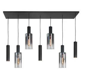 Highlight Hängeleuchte Perugia 4+3 Licht L 130 cm schwarzer Rauch Highlight Hängeleuchte Perugia 4+3 Licht L 130 cm schwarzer Rauch