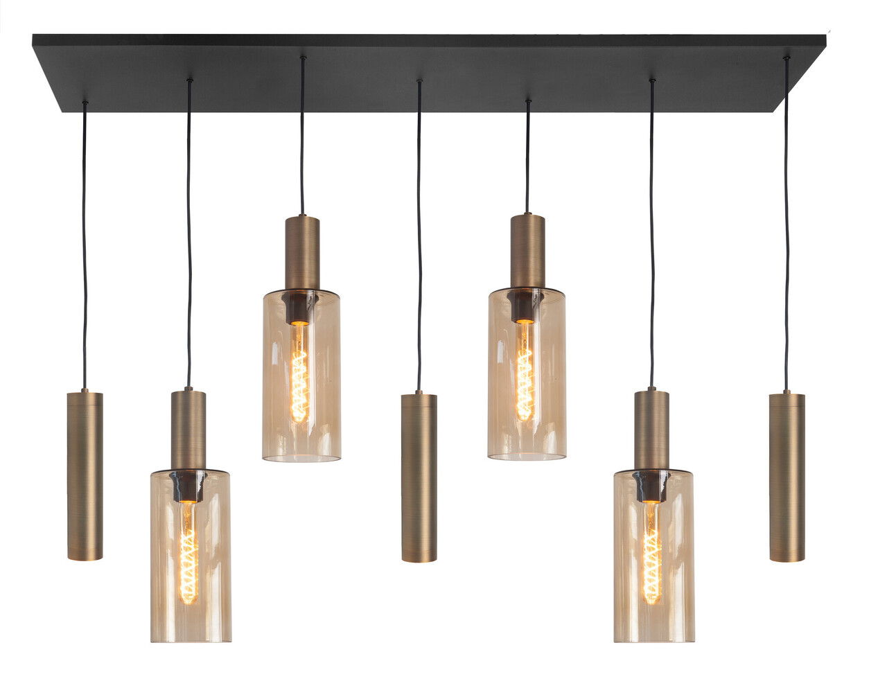Highlight Hängeleuchte Perugia 4+3 Licht L 130 cm schwarz bernstein Highlight Hängeleuchte Perugia 4+3 Licht L 130 cm schwarz bernstein
