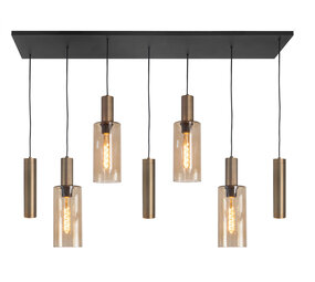 Highlight Hängeleuchte Perugia 4+3 Lichter L 130 cm schwarz bernstein Highlight Hängeleuchte Perugia 4+3 Lichter L 130 cm schwarz bernstein