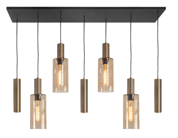 Highlight Hängeleuchte Perugia 4+3 Licht L 130 cm schwarz bernstein Highlight Hängeleuchte Perugia 4+3 Licht L 130 cm schwarz bernstein