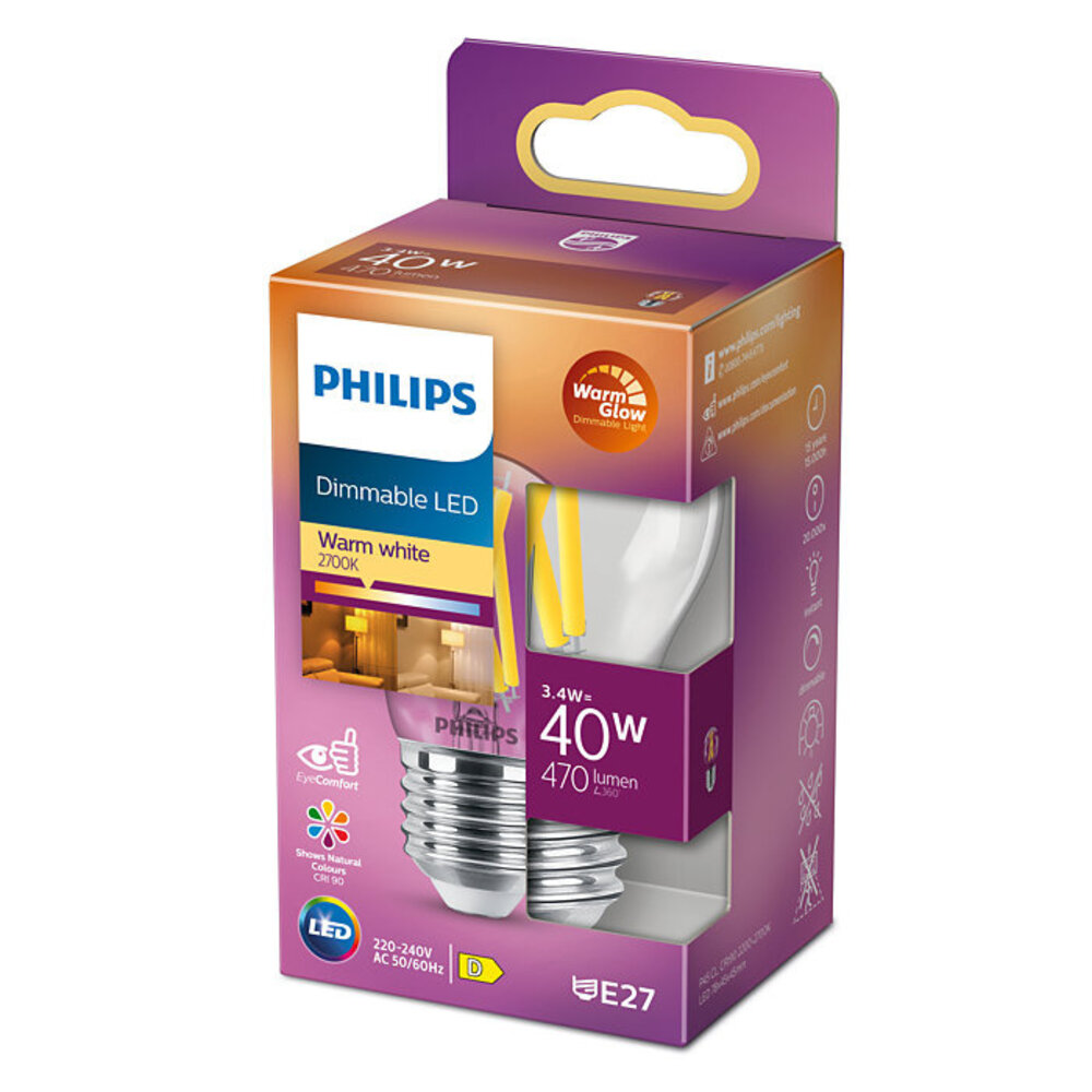 Philips LED E27 Kugel 40-3,4 Watt Philips warmglühender Glühfaden DIM Philips LED E27 Kugel 40-3,4 Watt Philips warmglühender Glühfaden DIM
