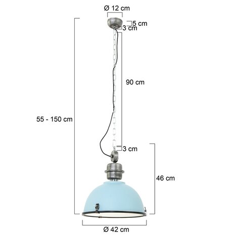 Steinhauer Hängeleuchte Industrial 7586b blau Steinhauer Hängeleuchte Industrial 7586b blau