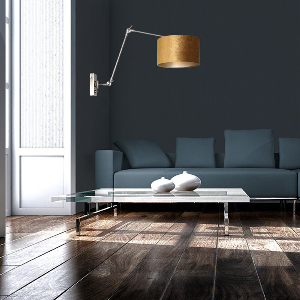 Steinhauer Wandleuchte prestige chic 8111 stahl schirm gold velour Steinhauer Wandleuchte prestige chic 8111 stahl schirm gold velour