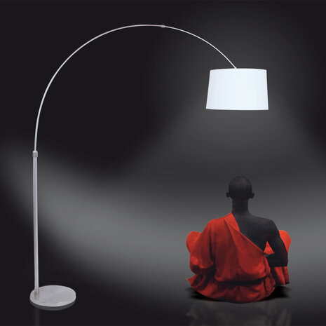 Steinhauer Stehleuchte Bogenlampe Sparkled light 9675 Stahlschirm Leinen weiß Steinhauer Stehleuchte Bogenlampe Sparkled light 9675 Stahlschirm Leinen weiß