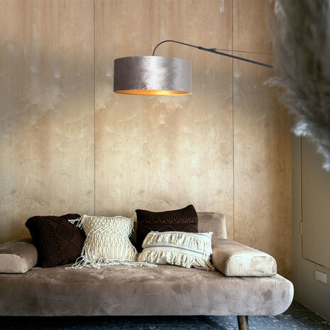 Steinhauer Wandleuchte elegant edel 8134 schwarz silber velour schirm