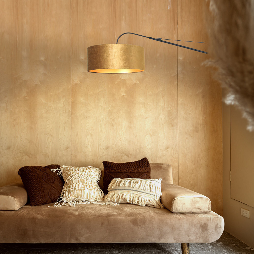 Steinhauer Wandleuchte elegant edel 8135 schwarzer Samtschirm gold