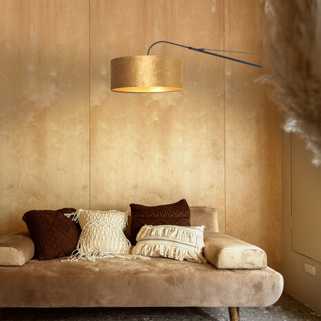 Steinhauer Wandleuchte elegant edel 8135 schwarzer Samtschirm gold