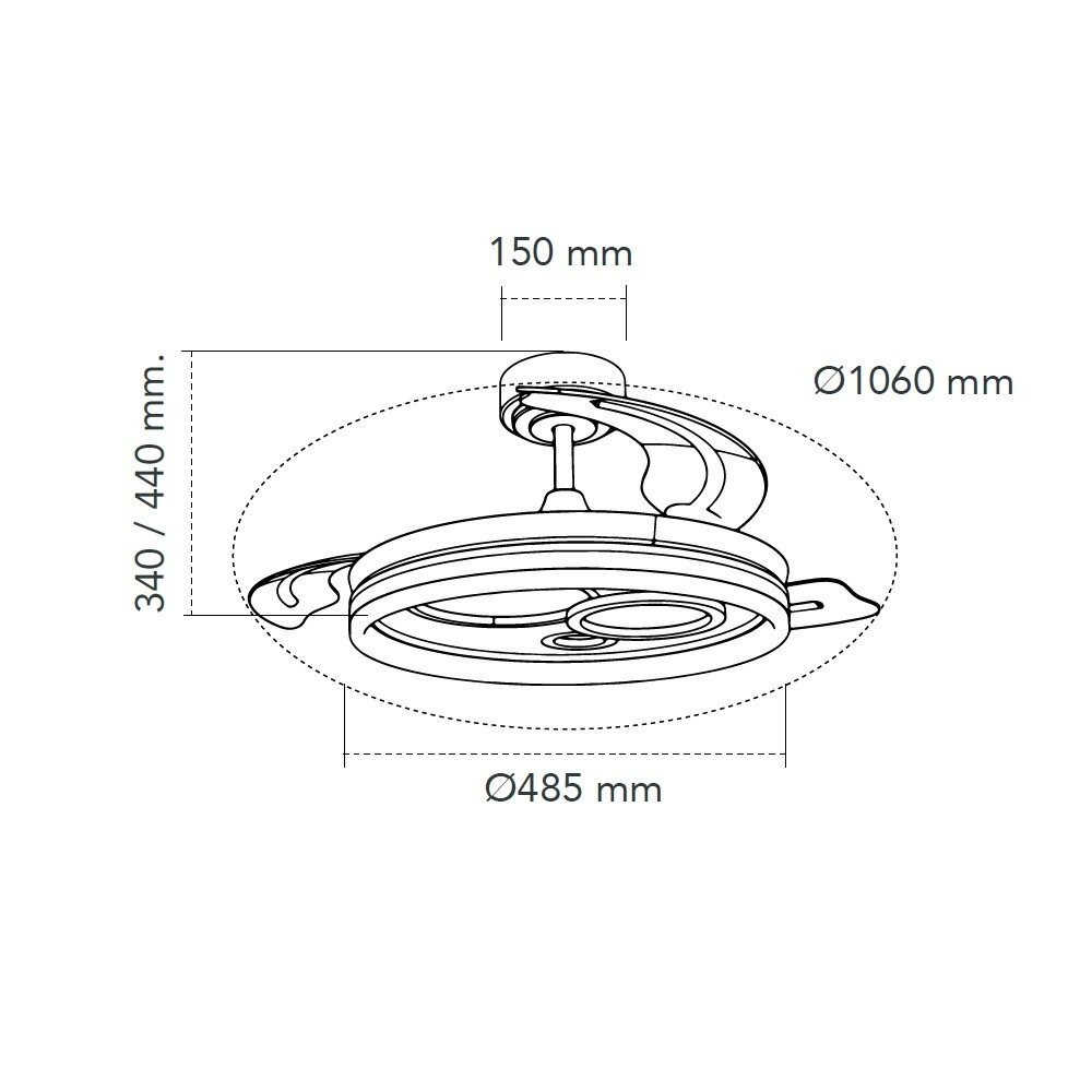 CristalRecord Deckenventilator Naira Ø 106 cm schwarz