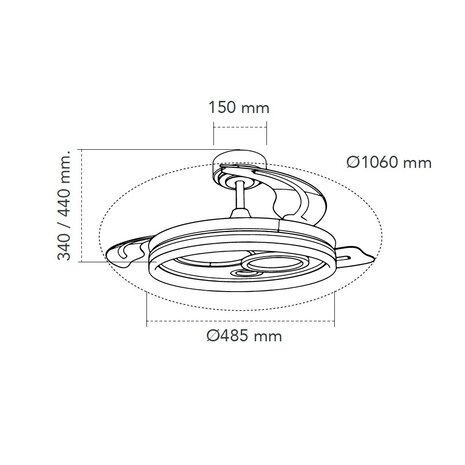 CristalRecord Deckenventilator Naira Ø 106 cm schwarz