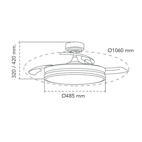 CristalRecord Deckenventilator Moss Ø 106 cm Chrom matt CristalRecord Deckenventilator Moss Ø 106 cm Chrom matt