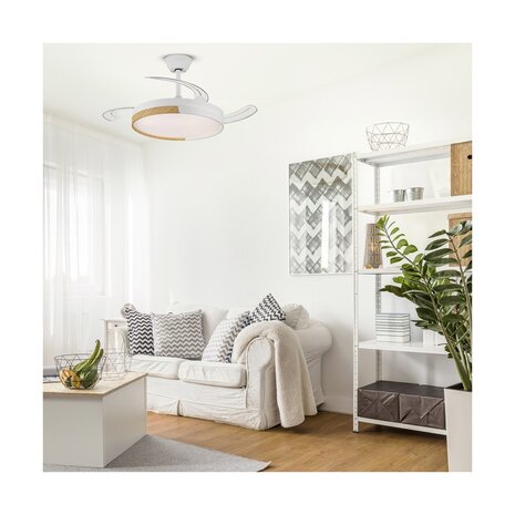 CristalRecord Deckenventilator Ecoro Ø 106 cm Holz weiß