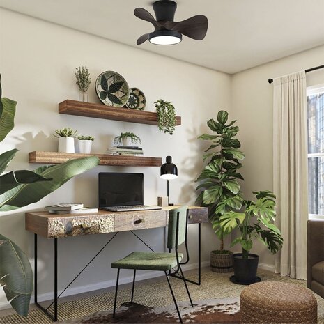 CristalRecord Deckenventilator Moll Mini Ø 56 cm Holz schwarz CristalRecord Deckenventilator Moll Mini Ø 56 cm Holz schwarz