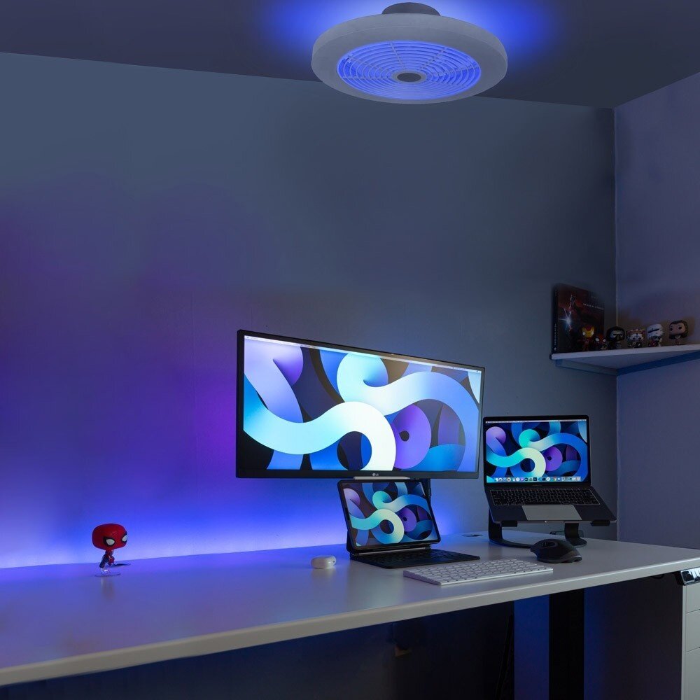 CristalRecord Deckenventilator Moli WIFI Ø 50 cm RGB weiß