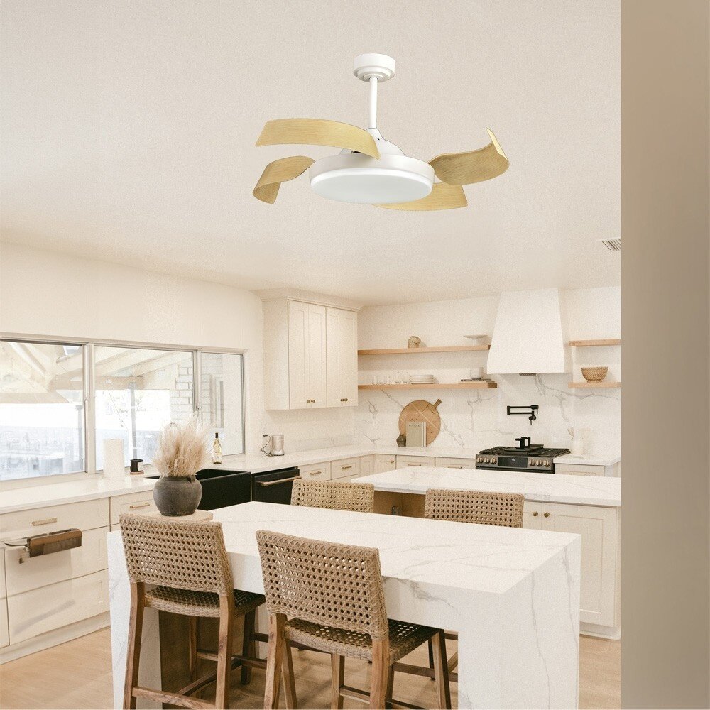 CristalRecord Deckenventilator Batan WIFI Ø 107 cm Holz weiß