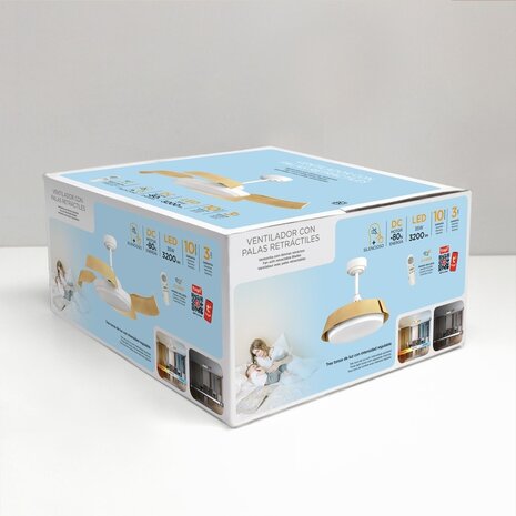 CristalRecord Deckenventilator Batan WIFI Ø 107 cm Holz weiß