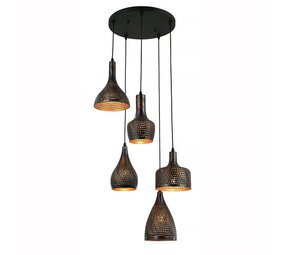 Freelight Hängeleuchte Fueco 5 Licht Ø 40 cm braun schwarz