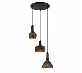 Freelight Hängeleuchte Fueco 3 Licht Ø 35 cm braun schwarz