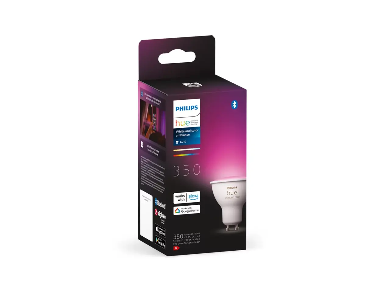 Philips HUE Lichtquelle GU10 350 Lumen Weiß und Farbe Ambiance Philips HUE Lichtquelle GU10 350 Lumen Weiß und Farbe Ambiance