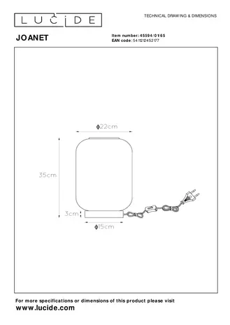 Lucide JOANET - Tischleuchte - Ø 22 cm - 1xE27 - Fumé Lucide JOANET - Tischleuchte - Ø 22 cm - 1xE27 - Fumé