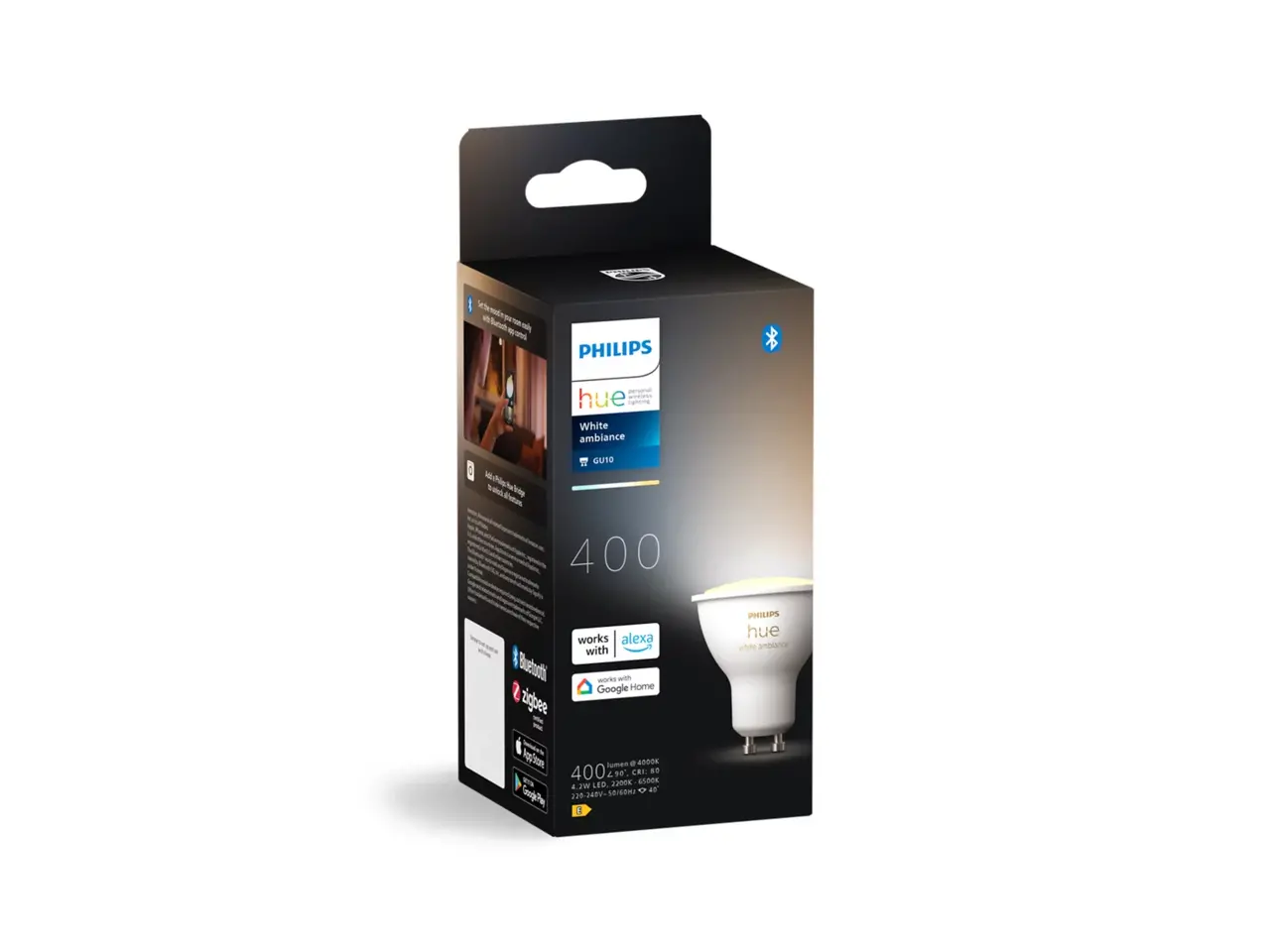 Philips HUE Leuchtmittel GU10 400 Lumen Weißes Ambiente Philips HUE Leuchtmittel GU10 400 Lumen Weißes Ambiente