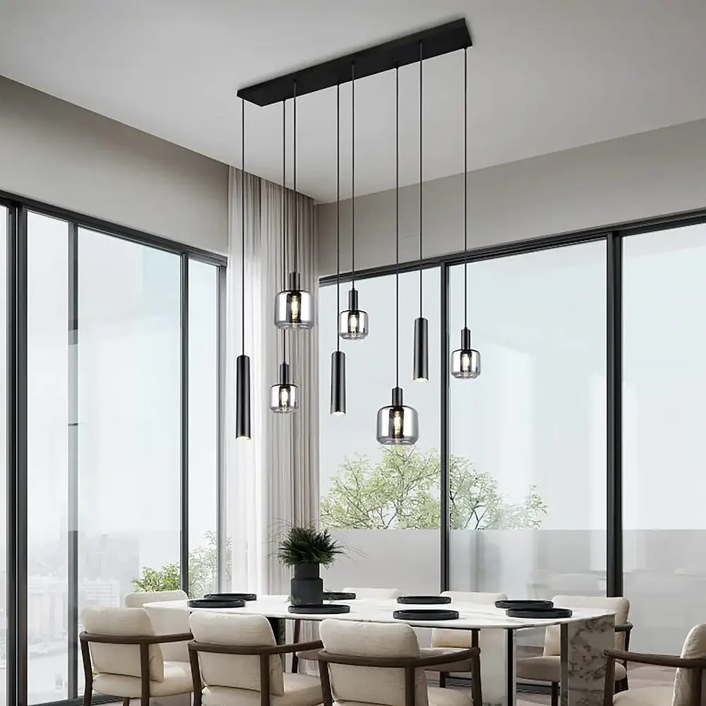 Trio Leuchten Hängeleuchte Mataro 8 Licht L 118 cm schwarz Trio Leuchten Hängeleuchte Mataro 8 Licht L 118 cm schwarz