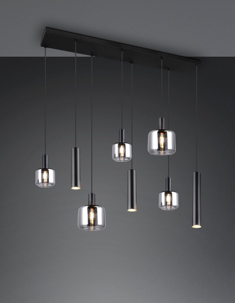 Trio Leuchten Hängeleuchte Mataro 8 Licht L 118 cm schwarz Trio Leuchten Hängeleuchte Mataro 8 Licht L 118 cm schwarz