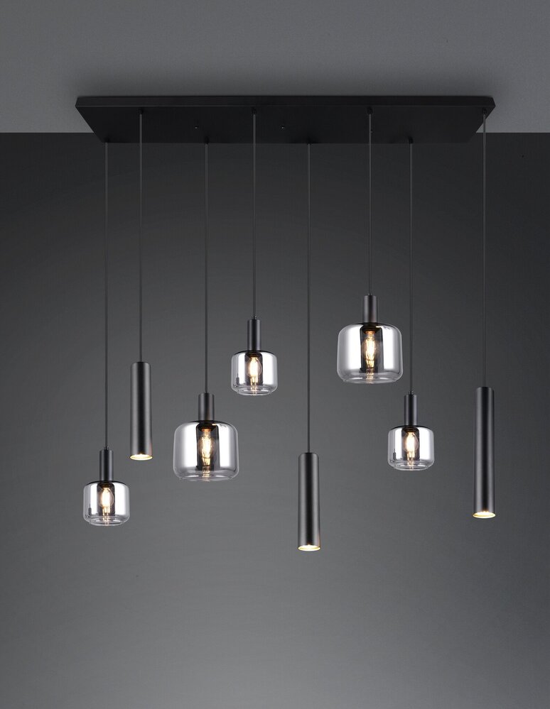 Trio Leuchten Hängeleuchte Mataro 8 Licht L 118 cm schwarz Trio Leuchten Hängeleuchte Mataro 8 Licht L 118 cm schwarz
