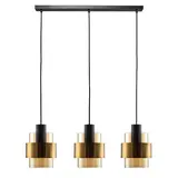 Freelight Hängeleuchte Chiasso 3 Licht L100 cm Schwarz Gold Freelight Hängeleuchte Chiasso 3 Licht L100 cm Schwarz Gold