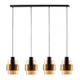 Freelight Hängeleuchte Chiasso 4 Licht L120 cm Schwarz Gold Freelight Hängeleuchte Chiasso 4 Licht L120 cm Schwarz Gold